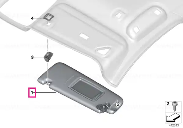 Sun visor, Alcantara, with label, right MOKKA - BMW Premium