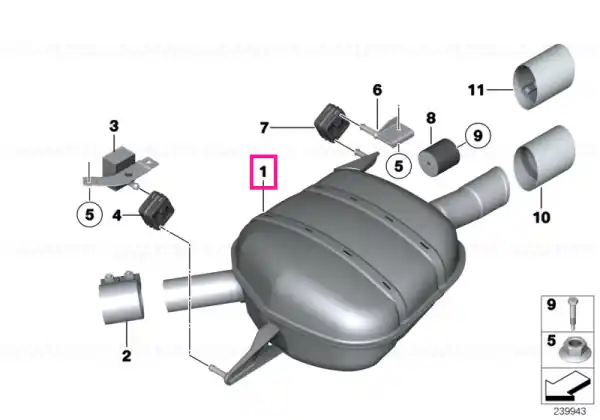 Cel mai vândut Rear silencer, left - BMW