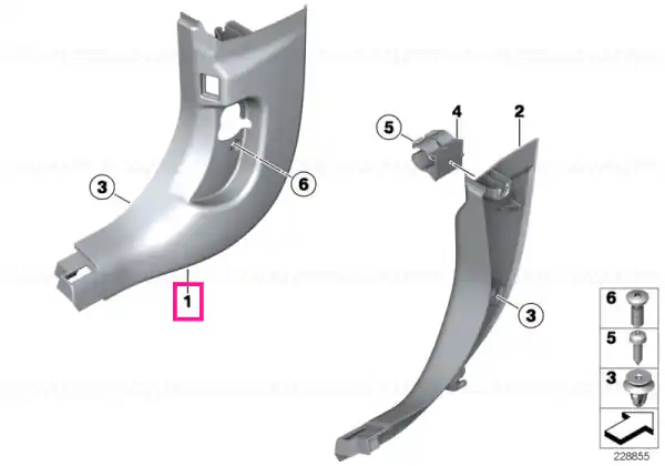 Noutate Lateral trim panel, bottom front left ELFENBEINWEISS - BMW