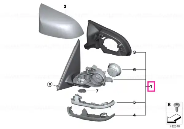 Cel mai vândut Outside mirror w/out glass heated right SHADOW-LINE - BMW