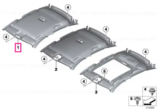 Preț redus Moulded roof lining ANTHRAZIT - BMW