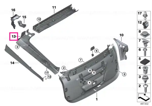 Cel mai vândut Tailgate trim panel side inner left CANBERRABEIGE - BMW