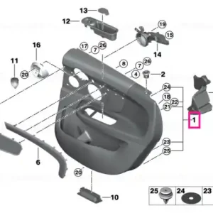Door trim panel, rear, right CARBON BLACK - BMW - Mini Chilipir