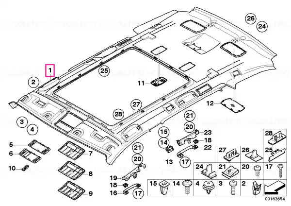 Ieftin Moulded roof lining f panoramic roof ANTHRAZIT - BMW