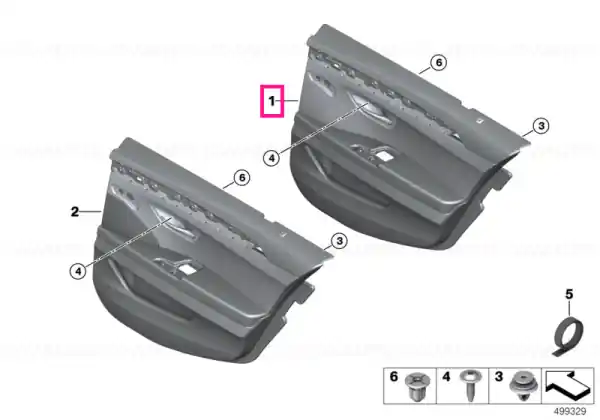 Doar azi Door lining leather rear left OYSTER - BMW