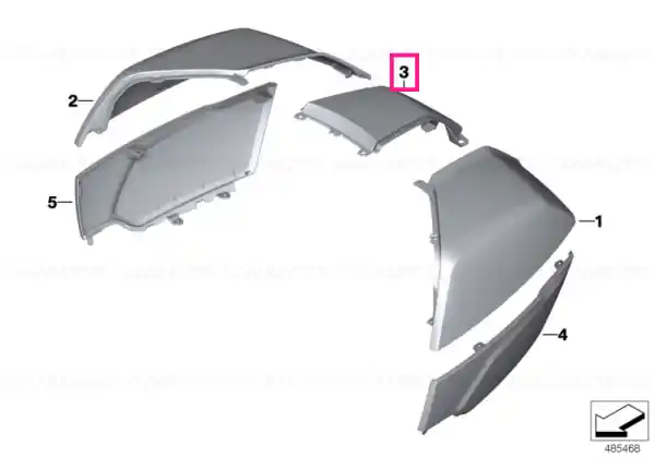 Trim for topcase lid centre BLACK-SATIN - BMW Motorrad Preț redus
