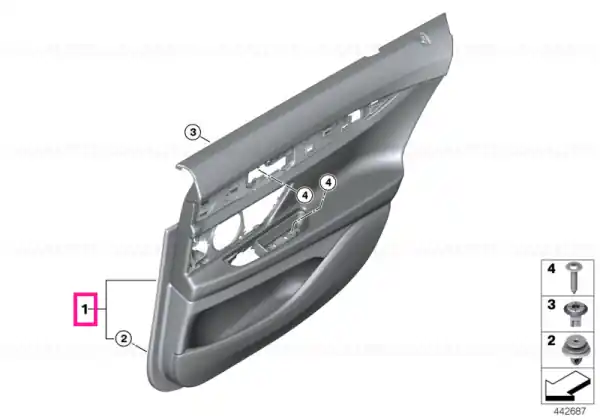 Cumpără online Door lining leather rear right SCHWARZ/MOKKA - BMW