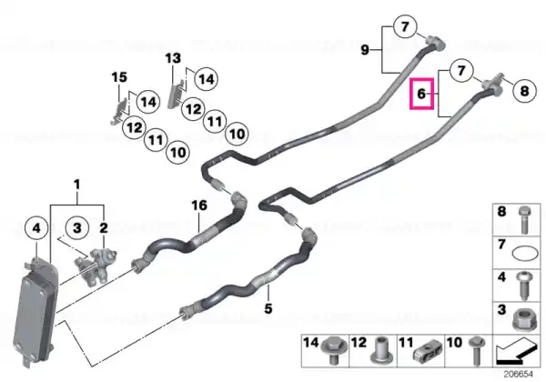 Transmission oil cooler line, flow - BMW Vezi acum
