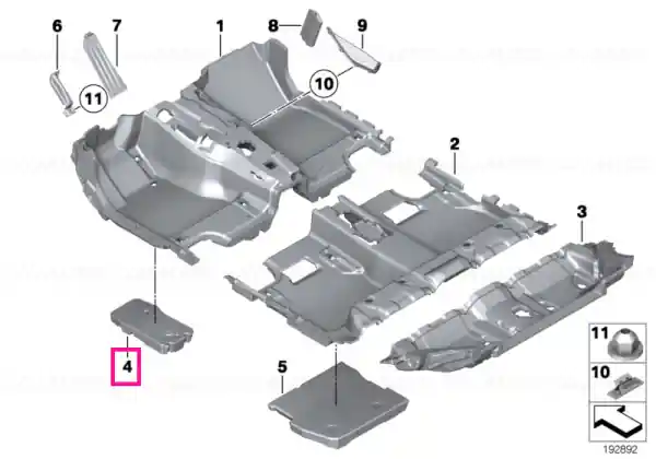 Insert spumă carcasă picior față dreapta - BMW Ofertă specială