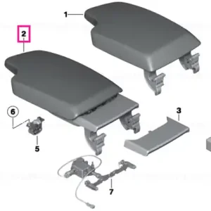 Armrest, leather, front middle OYSTER/SCHWARZ - BMW Nu rata