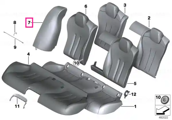 Side finisher, leather, right NAEX ELF.WEISS - BMW Preț redus