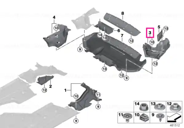 Underbody panelling, rear left - BMW Reducere de preț
