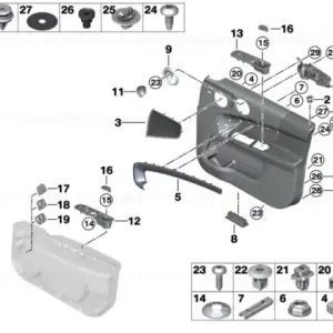 Door trim panel, front left CARBON BLACK - BMW - Mini Premium