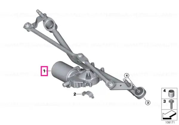 Linkage, wiper system with motor - BMW Preț mic