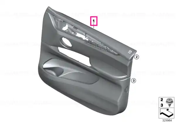 Door trim panel, front left SCHWARZ/BEIGE - BMW Reducere extra