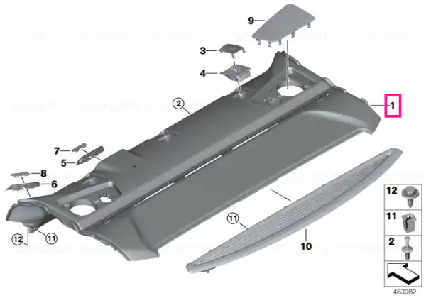 Storage shelf, Alcantara ANTHRAZIT - BMW Lichidare de stoc
