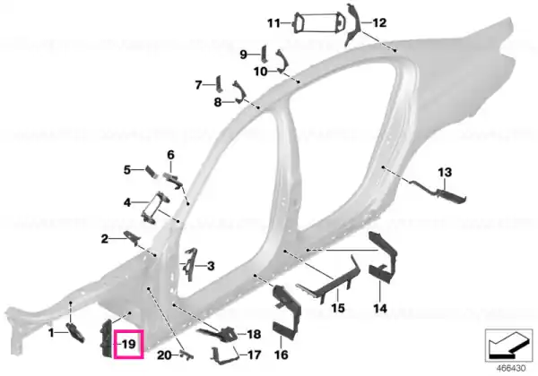 Shaped part, carrier support, bulkhead - BMW Doar azi