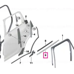 Window well strip, outer, door, rear rgt - BMW - Mini Premium