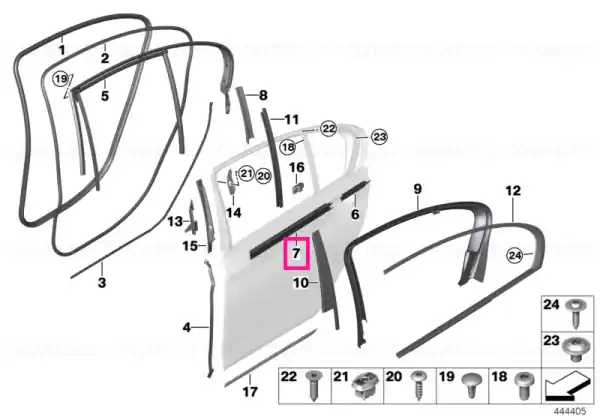 Window channel strip, long, inner left - BMW Nu rata