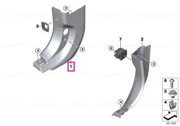 Calitate înaltă Panou ornament lateral jos față stânga SCHWARZ - BMW