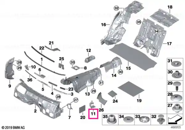 Nu rata Sound insulation A-column, left LHD - BMW
