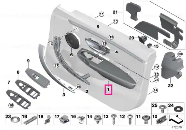 Armrest, leather, front left OYSTER - BMW Ultima șansă