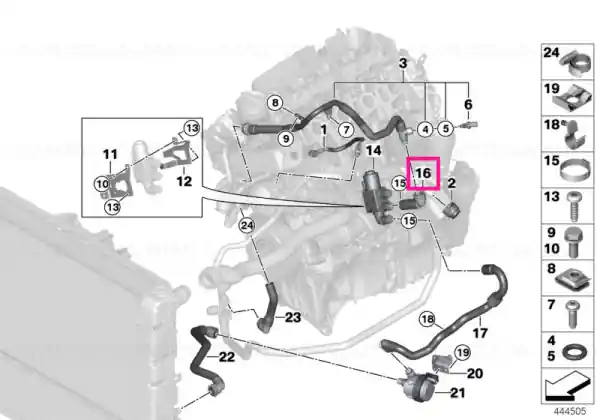 Line, switch valve-EGR cooler Part 1 - BMW Doar azi