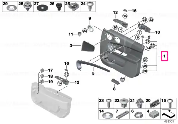 Disponibil imediat Door trim panel, front left CARBON BLACK - BMW - Mini