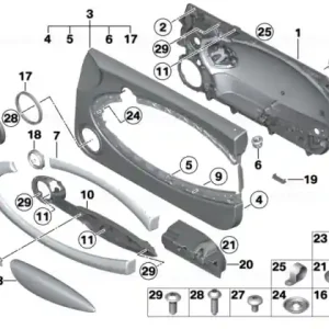 Capac panou tapiterie usa, stanga jos GREY SILVER - BMW - Mini Noutate