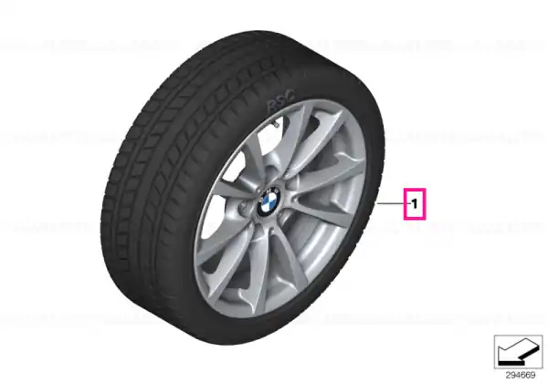Plată sigură Roată completă de iarnă - V-Spoke 390 cu anvelopa Goodyear Ultra Grip Performance Gen-1 ROF - 205/60R16 96H XL - BMW Seria 3 F31