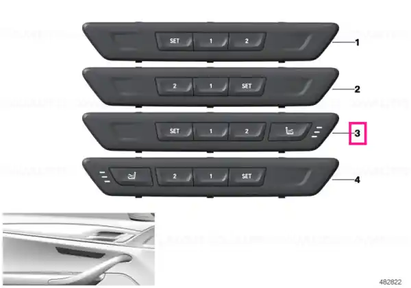 Reducere extra Operating unit seat functions left ELFENBEIN-WEISS - BMW