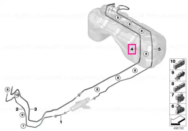 Return line, rear - BMW Transport gratuit
