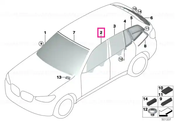 Ofertă specială Side window, door, right front - BMW