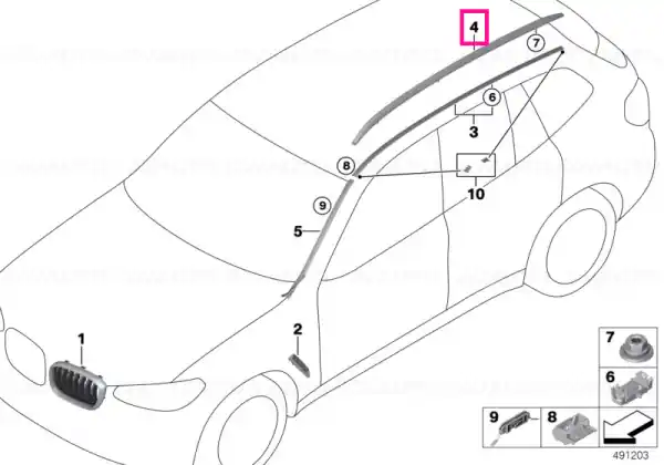 Roof rails, silver burnished, left - BMW Disponibil imediat