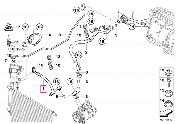 Pressure hose, compressor-condenser - BMW Chilipir