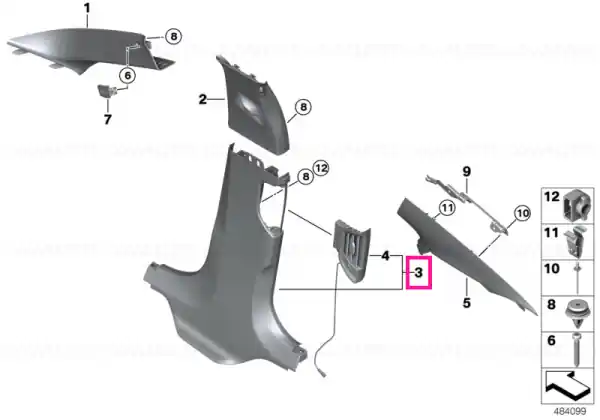 Capac stâlp B jos stânga SCHWARZ - BMW Ofertă specială
