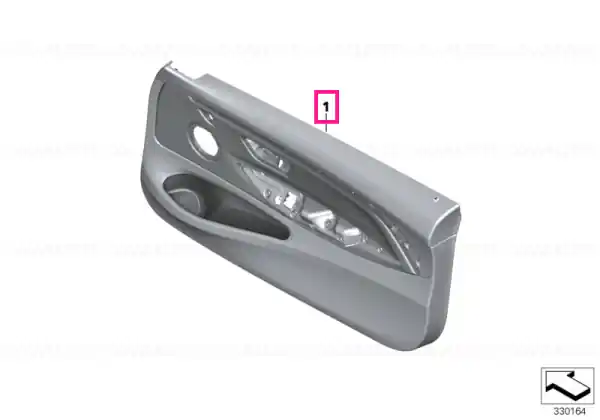Door trim panel, leather, front left SCHWARZ/BLAU - BMW Livrare gratuită