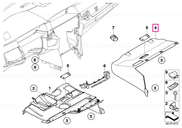 Mai ieftin Passenger's footwell trim panel GRAU - BMW