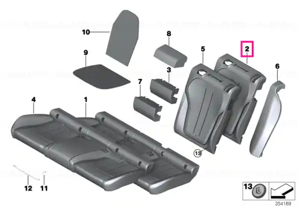 Foam section, backrest, right - BMW Preferatul clienților