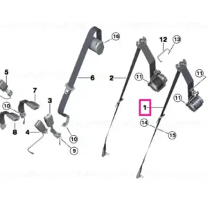 Upper belt, rear right SCHWARZ - BMW Livrare rapidă