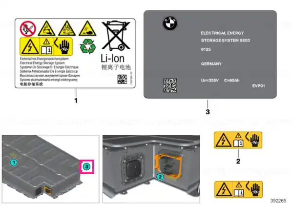Type plate, high-voltage battery - BMW Ofertă