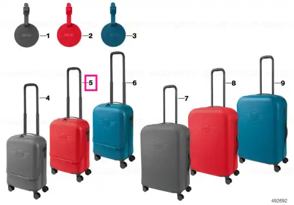 MINI cabin trolley Wing Logo debossed CORAL - BMW - Mini Expediere rapidă