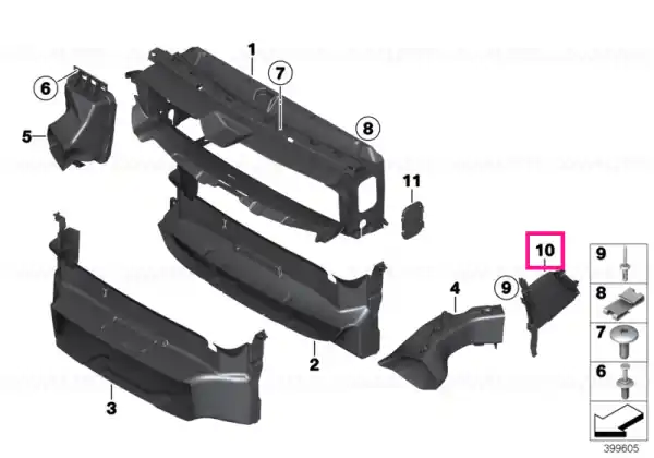 Air duct, side, inner left - BMW Nu rata