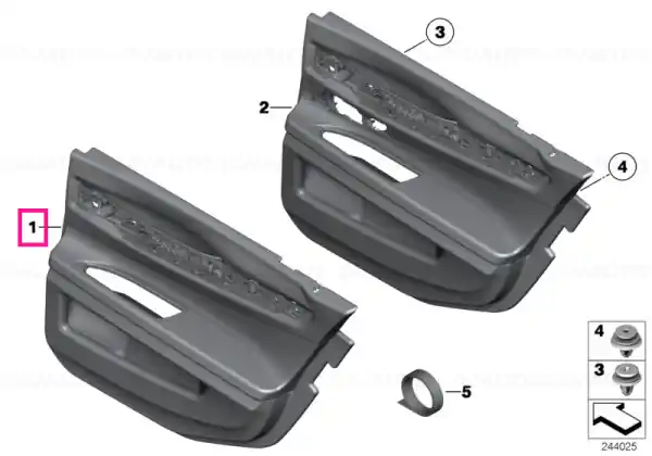 Doar azi Door lining leather rear left OYSTER - BMW