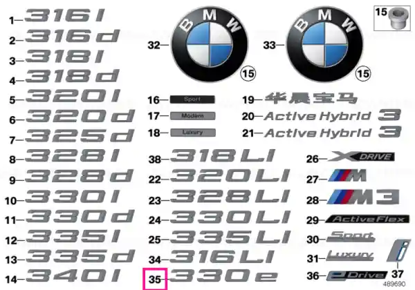 Doar azi Lettering 330E - BMW