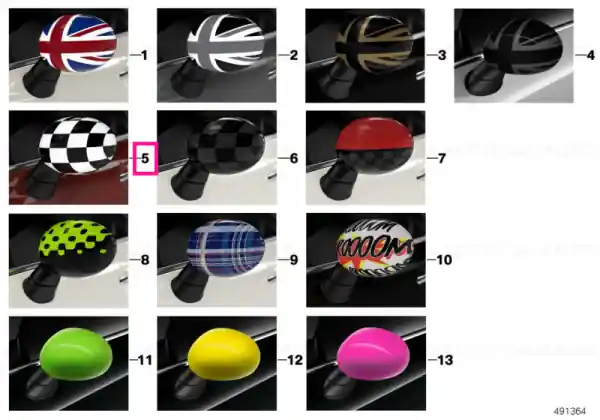 Capac oglindă dreapta RHD CHECKERED B/W - BMW - Mini Plată securizată
