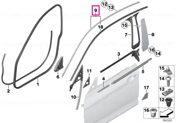 Bestseller Finisher, side frame right SCHW. HOCHGLANZ - BMW