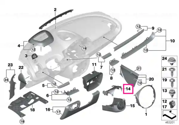 Plată securizată Panou ornament coloană direcție sus - BMW - Mini