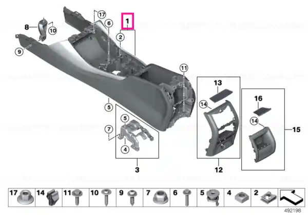 Ultima șansă Centre console with contrast stitching OYSTER - BMW