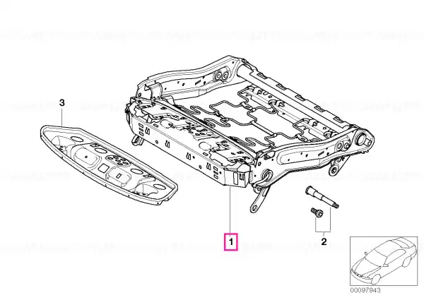 Plată sigură Seat frame, comfort seat, right - BMW